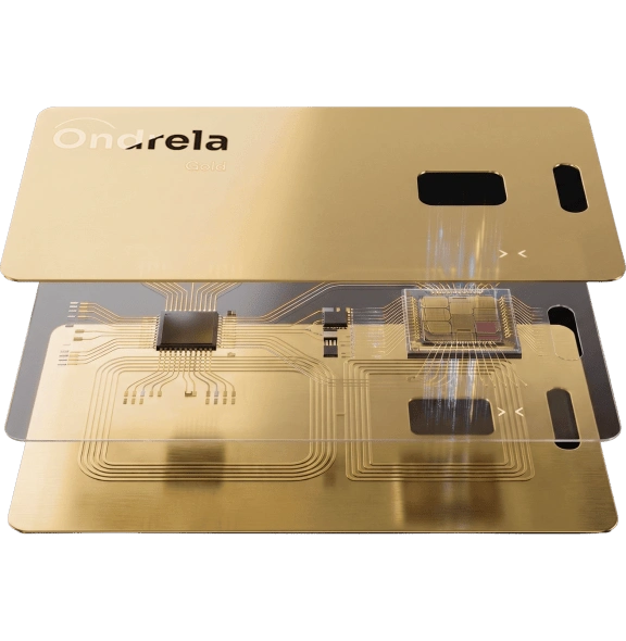 Internal components of the Ondrela Gold tracker card